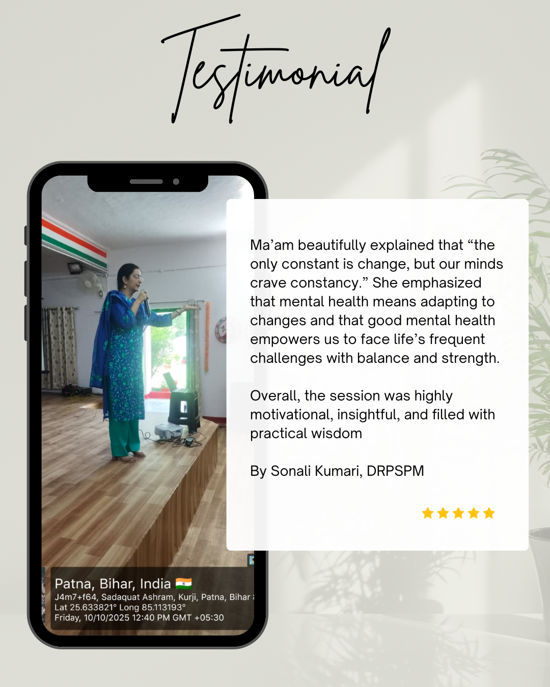 Testimonial – Mental Health Day