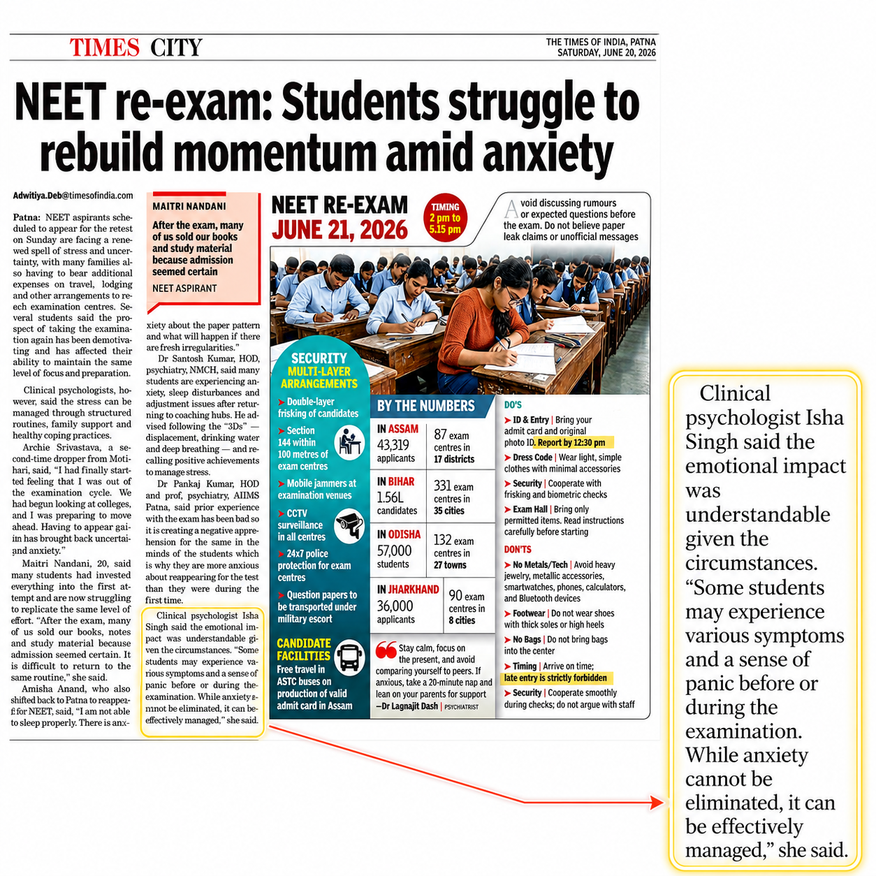 Times City – NEET Re-exam: Students Struggle Amid Anxiety